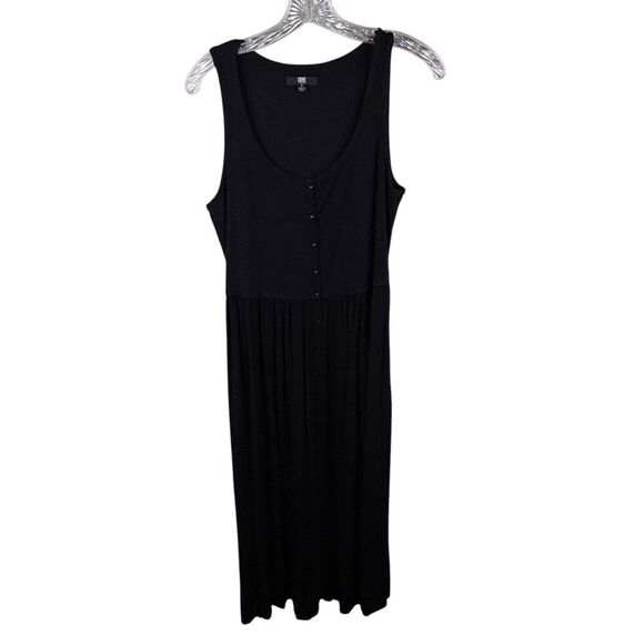 Frye Women's Sleeveless Easy Button Front Midi Dress Black Medium Summer Travel - Picture 1 of 4